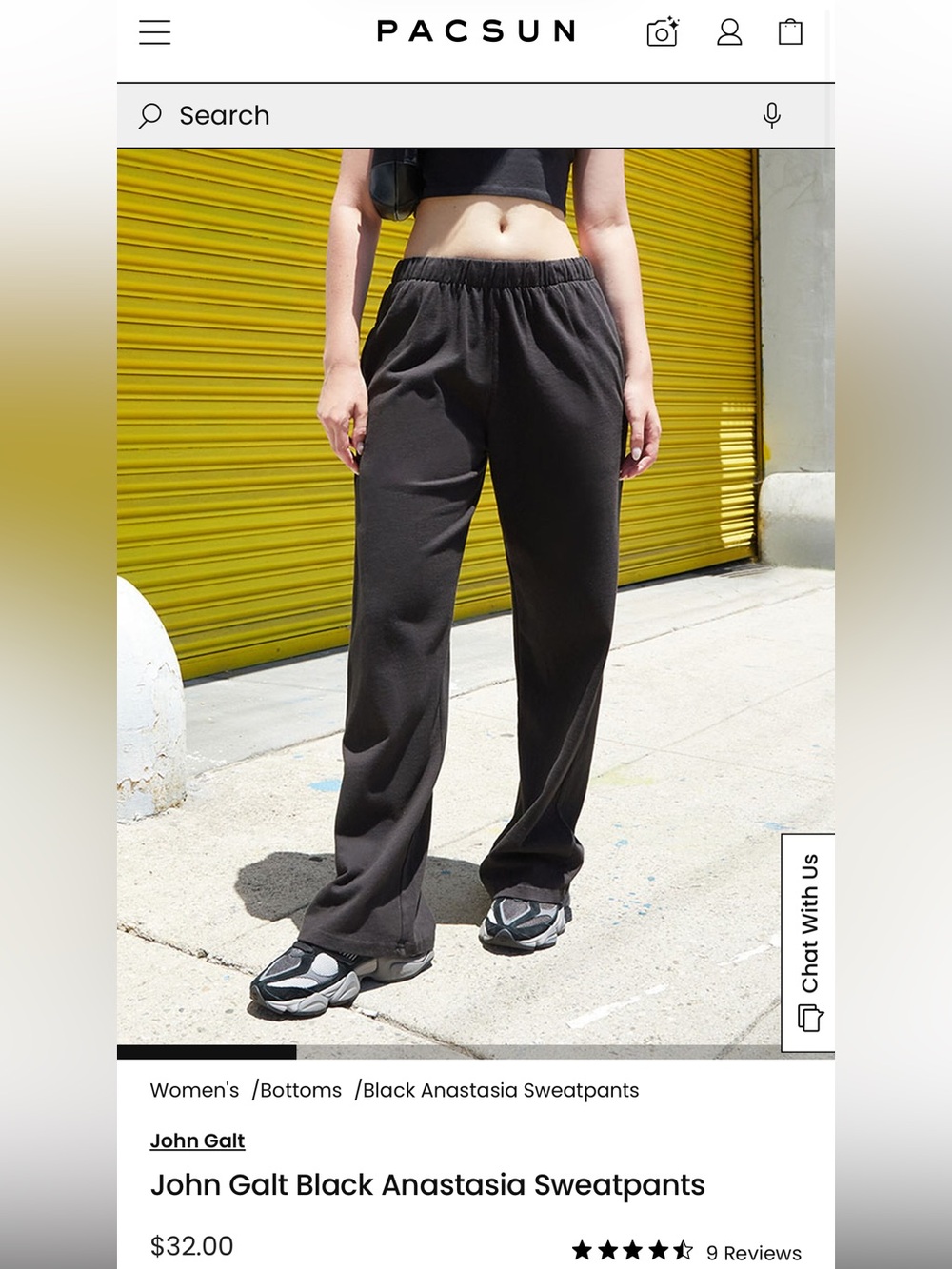 John Galt Anastasia Black Wide-Leg Women's Sweatpants